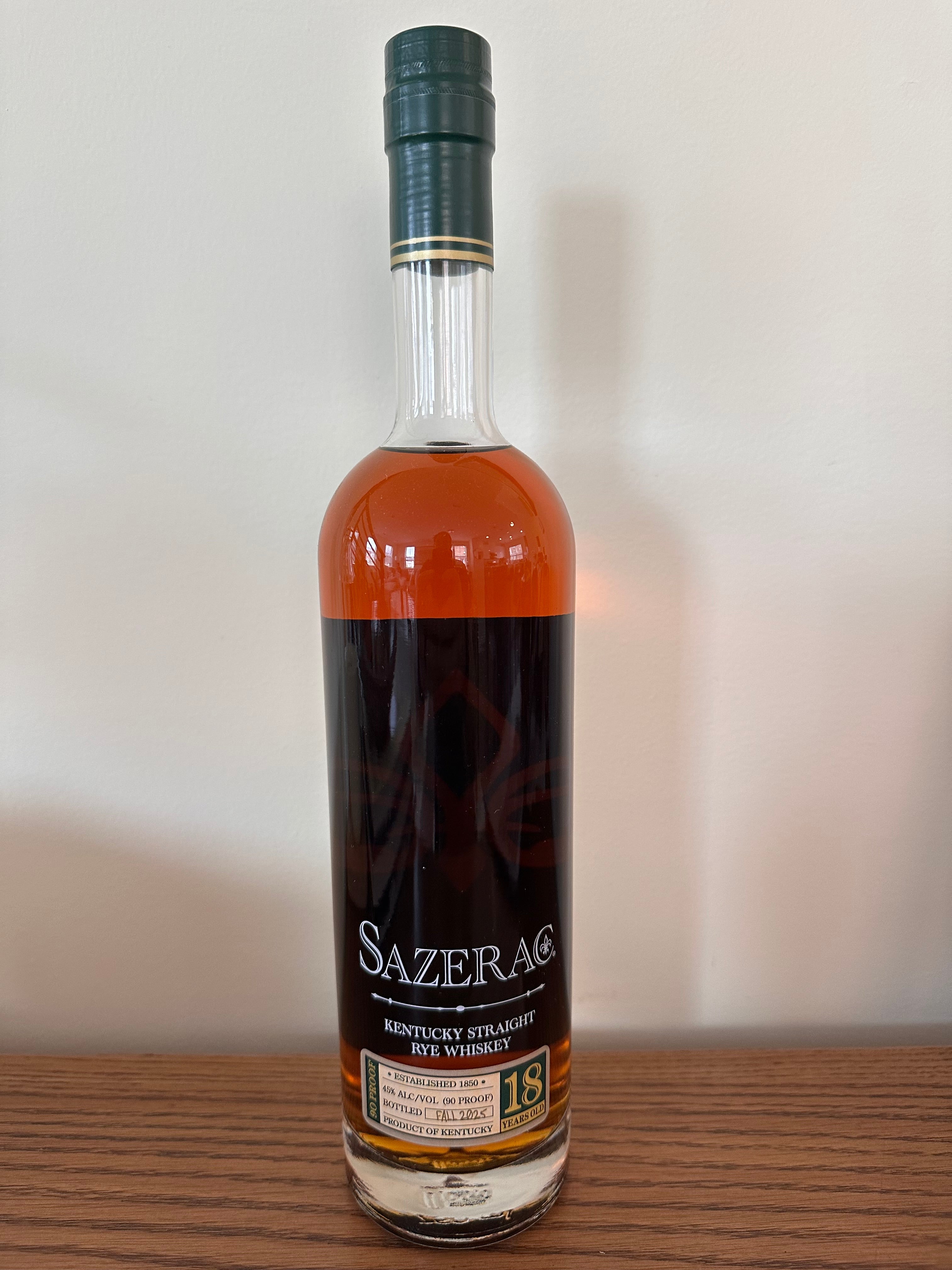 2025 Sazerac 18 Year Old Kentucky Straight Rye Whiskey 750ml