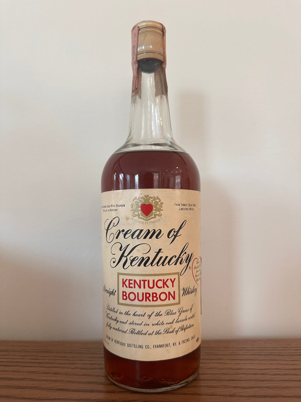 1968 Cream Of Kentucky Straight Bourbon Whiskey 4/5 Quart