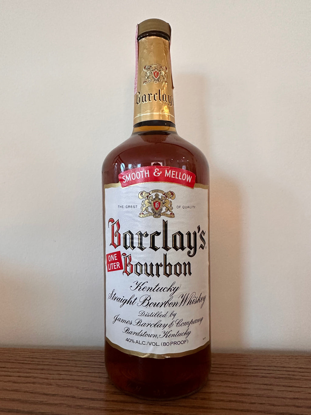 1989 James Barclay's Bardstown Kentucky Straight Bourbon Whiskey 1.0L