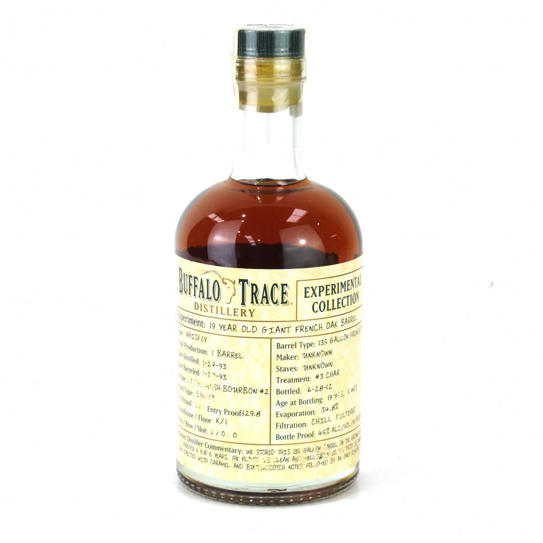 Buffalo Trace Experimental Collection 19 Year Old Giant French Oak Barrel Bourbon Whiskey 375ml