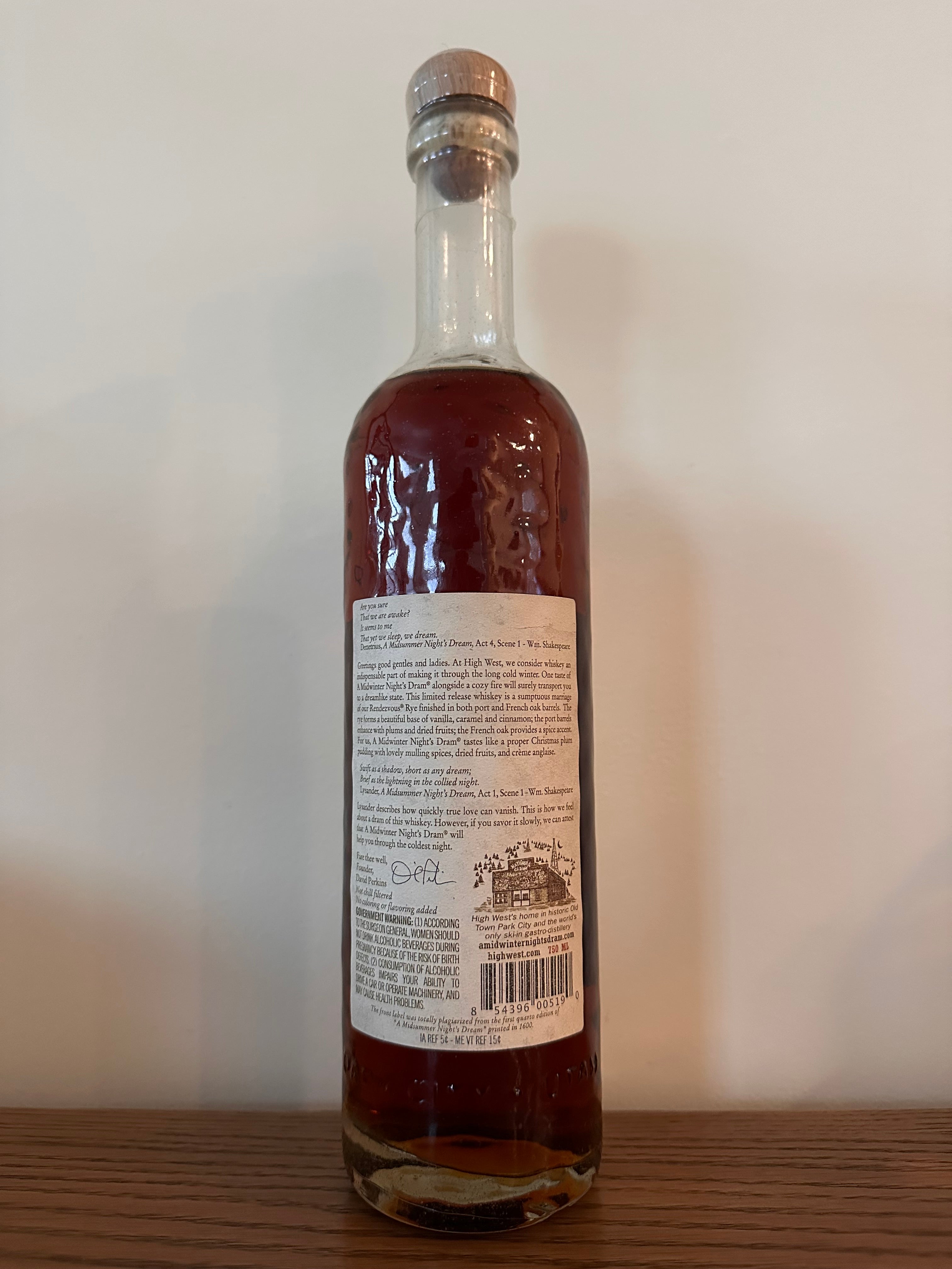 2016 High West Midwinter Nights Dram Act 4 750ml