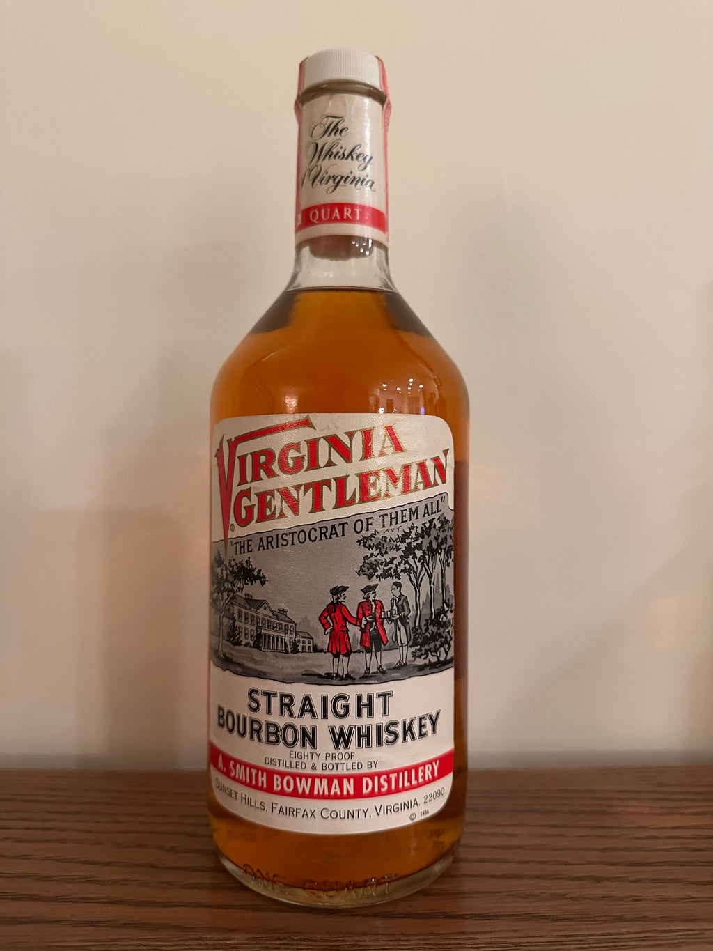 1978 A. Smith Bowman Virginia Gentleman 80 Proof Quart