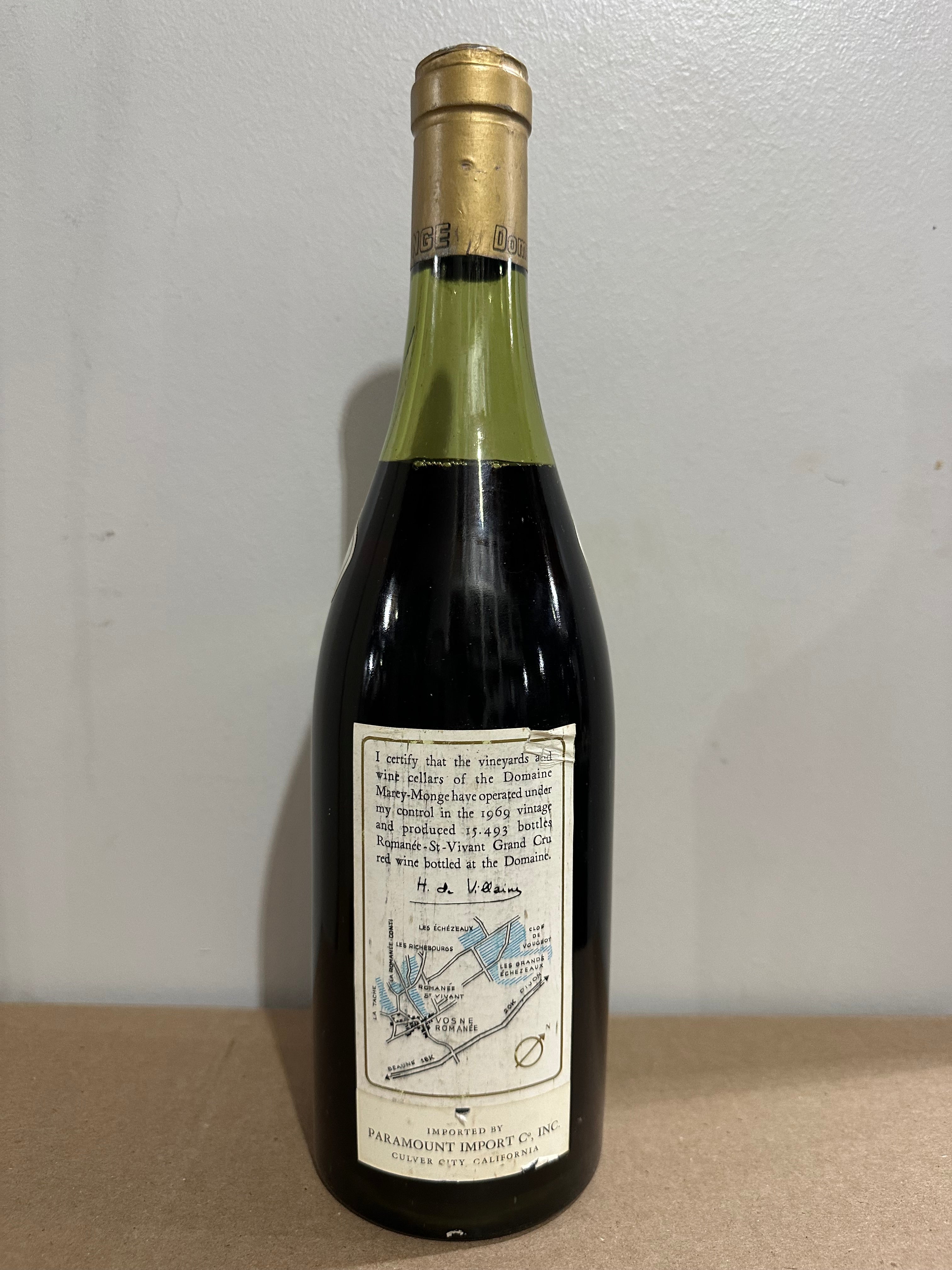 1969 Domaine de la Romanee Conti Romanee Saint Vivant Grand Cru 750ml