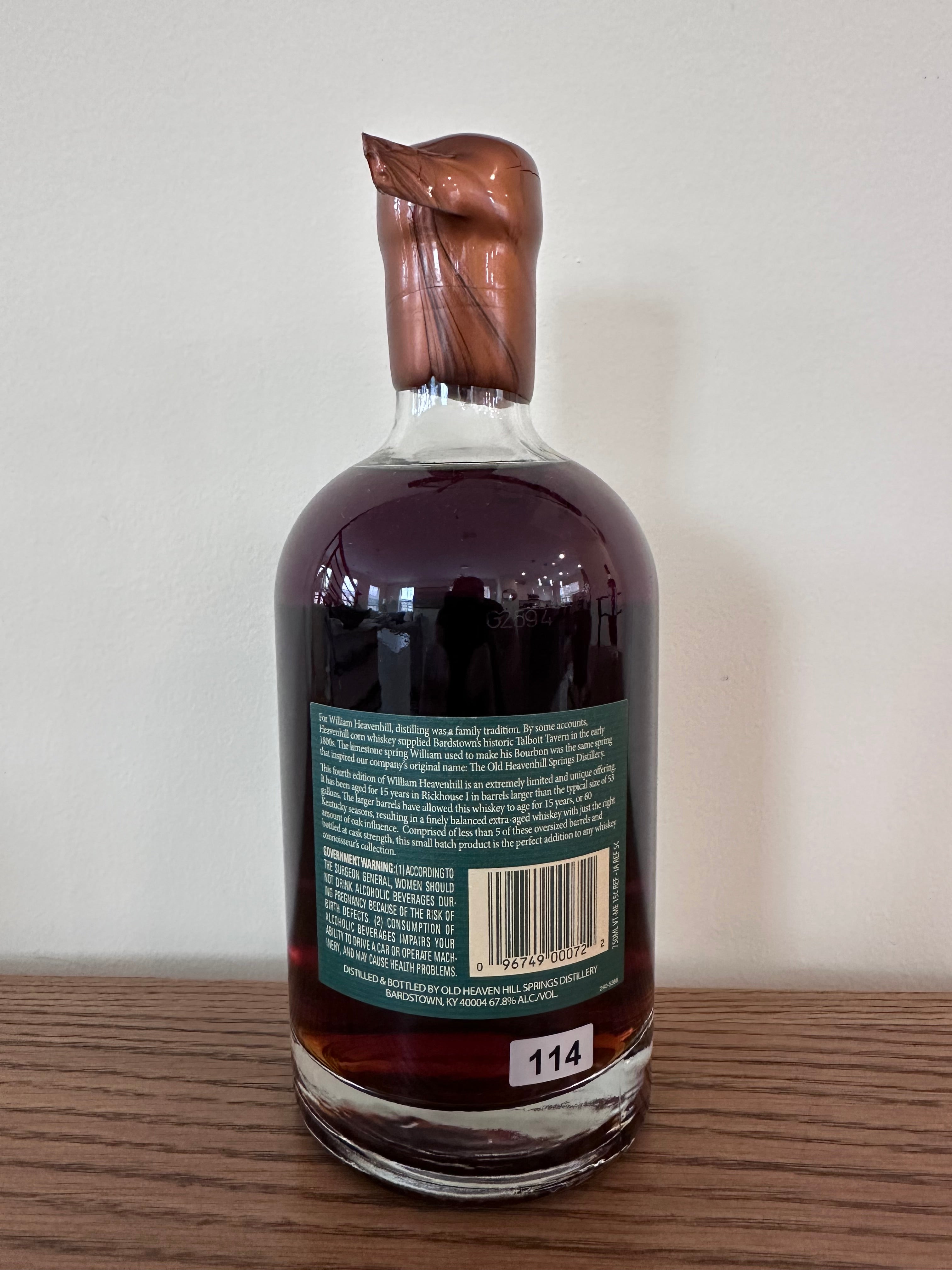 2014 William Heavenhill 4th Edition 15 Year 135.6 Proof Whiskey