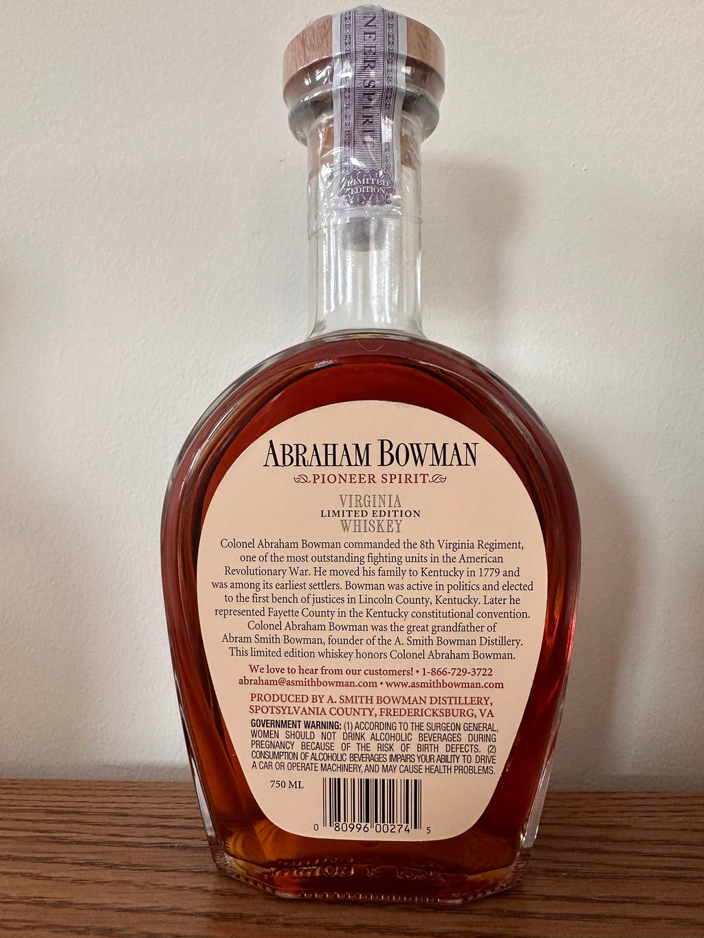 2014 Abraham Bowman Limited Edition Release 8 Double Barrel Bourbon 750ml