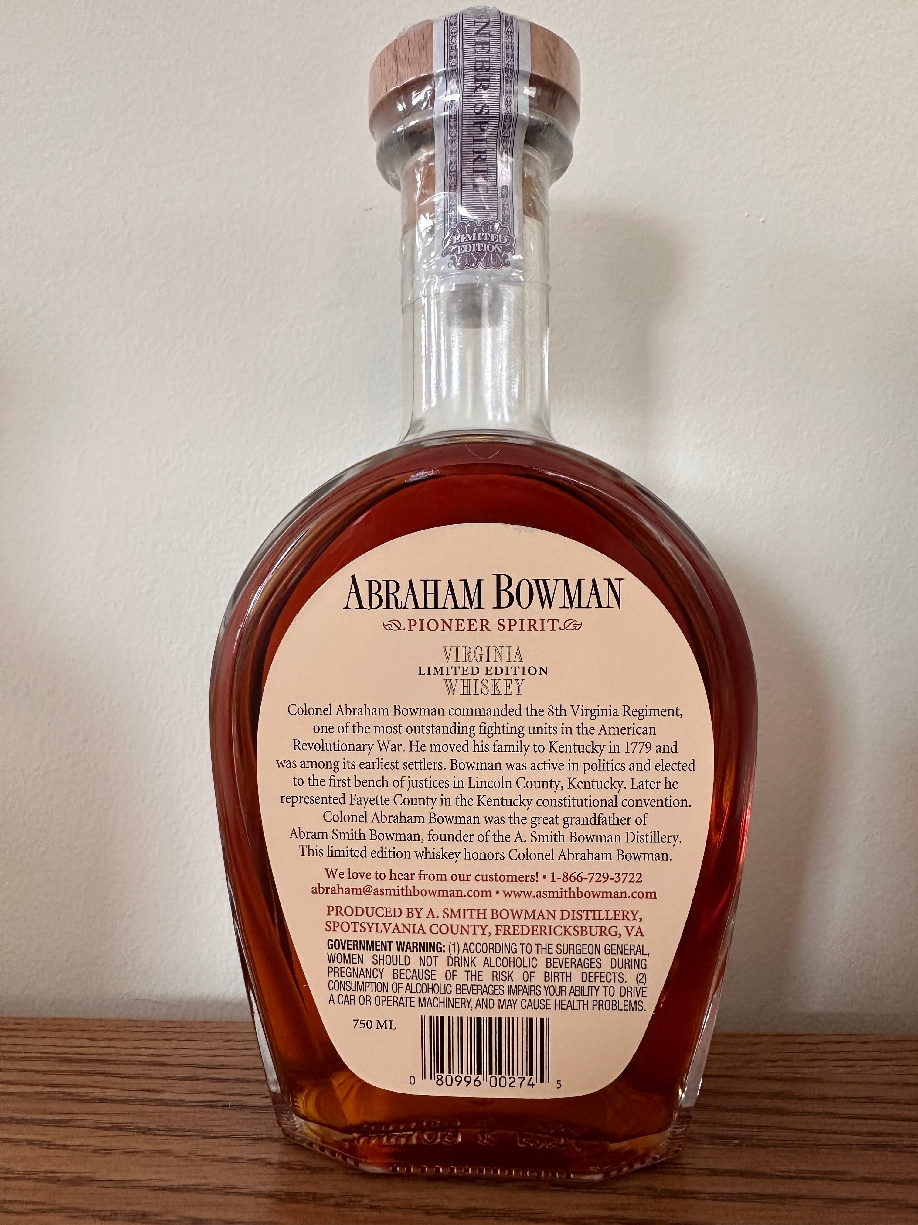2014 Abraham Bowman Limited Edition Release 8 Double Barrel Bourbon 750ml