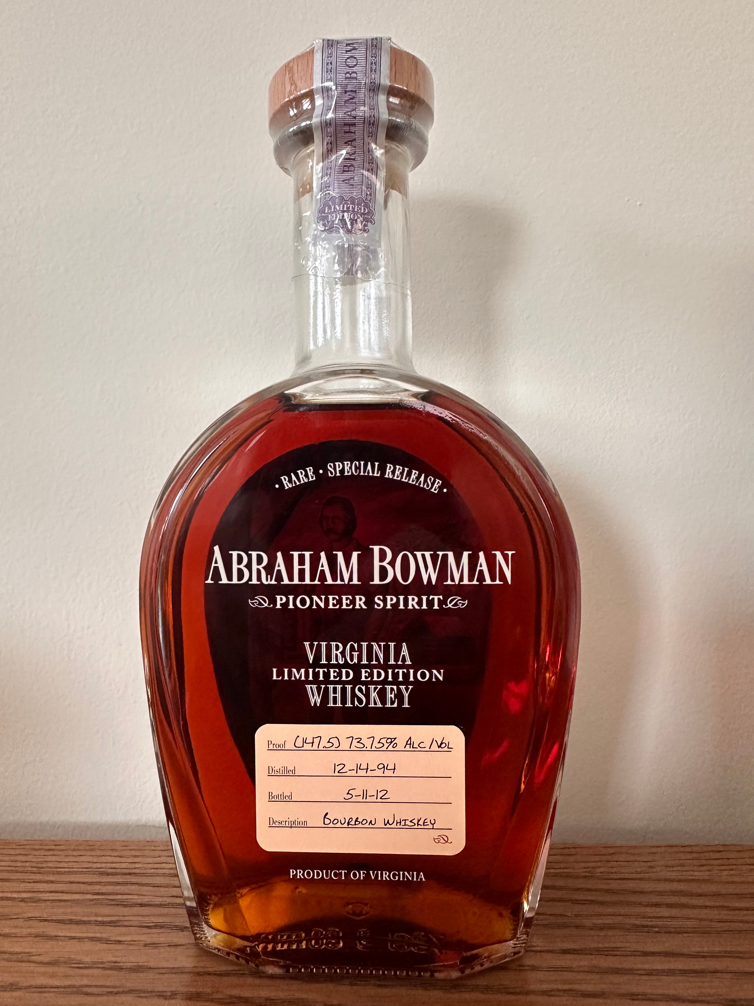 Abraham Bowman Release 3 Bourbon Whiskey (2012) 750ml