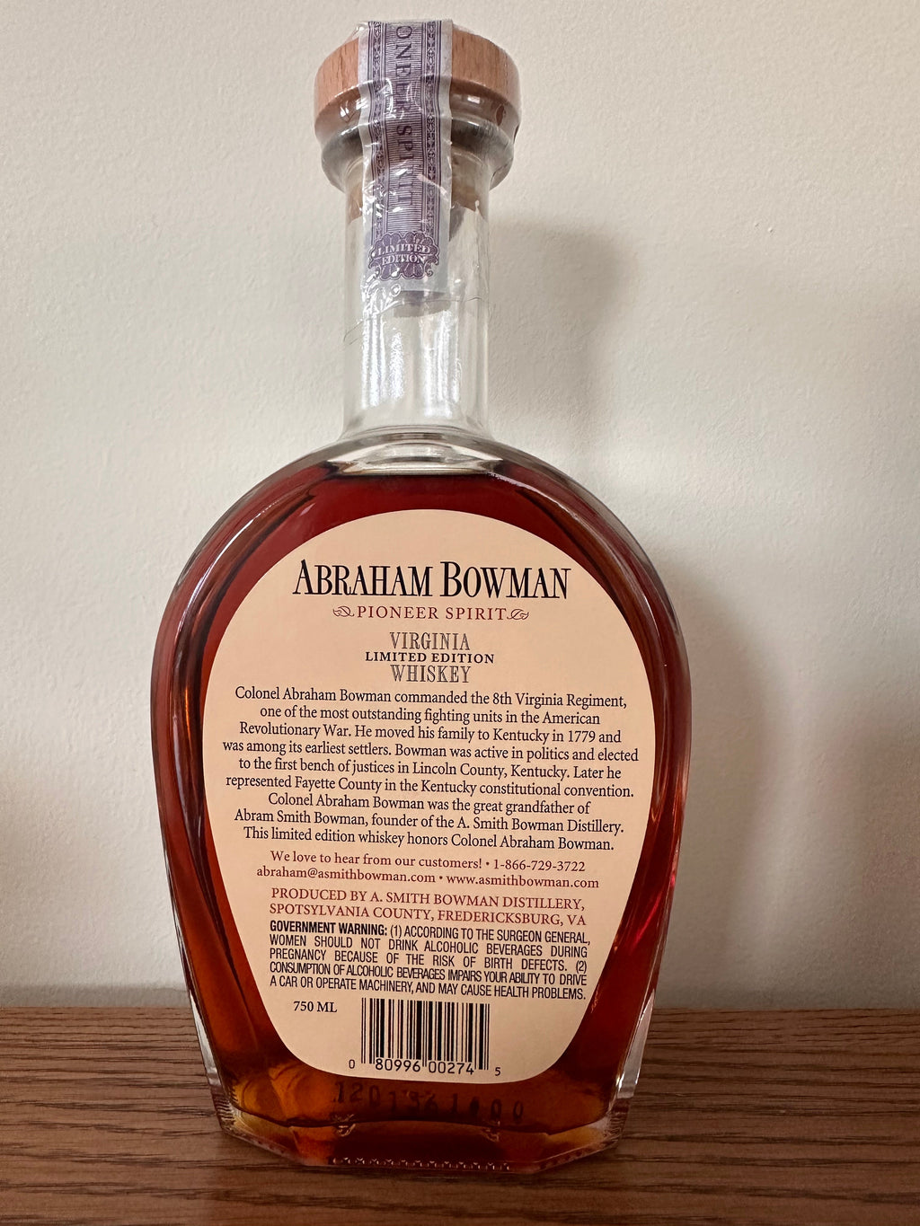 Abraham Bowman Release 3 Bourbon Whiskey (2012) 750ml