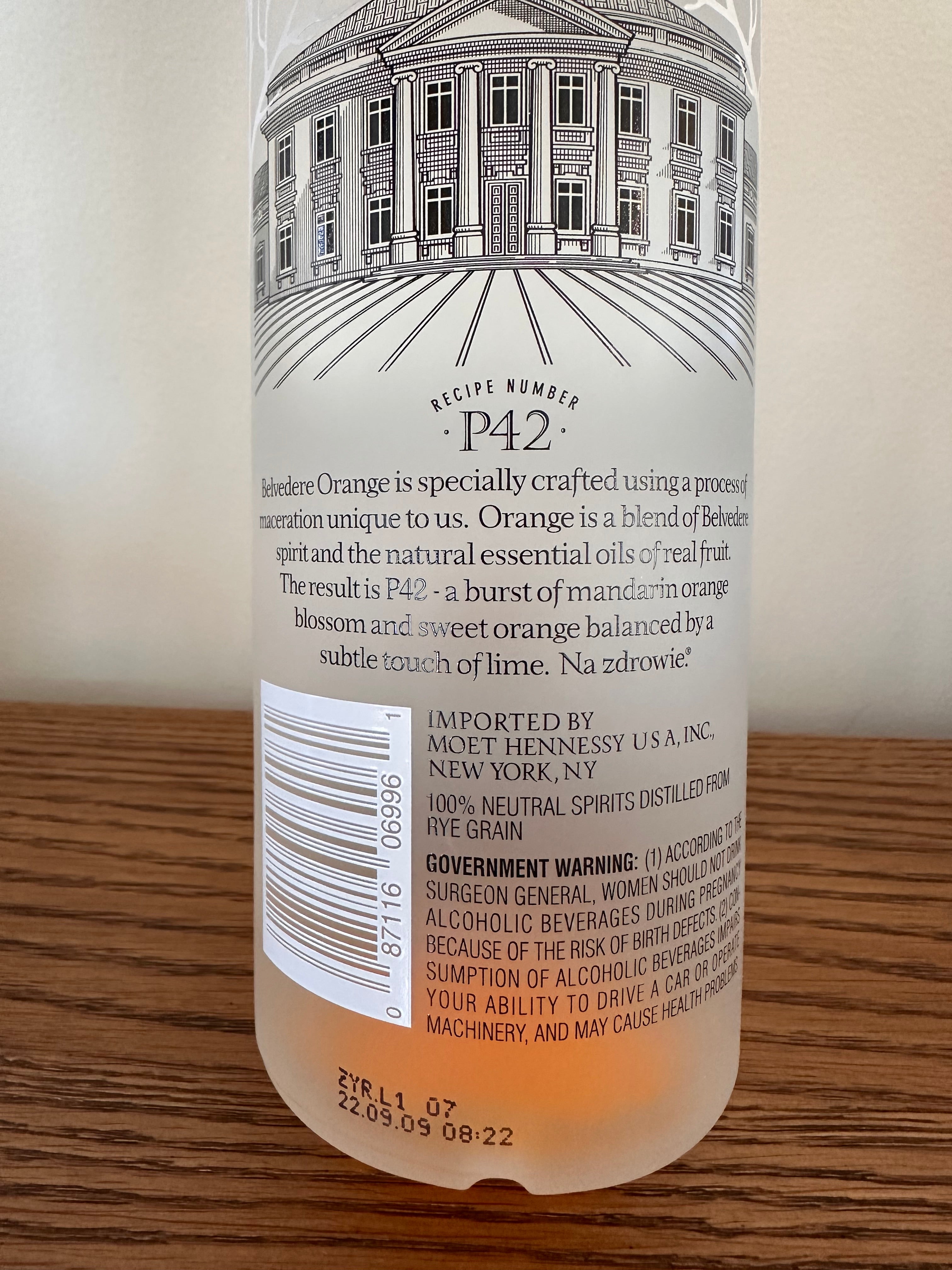 Belvedere Orange Vodka (2009) 750ml