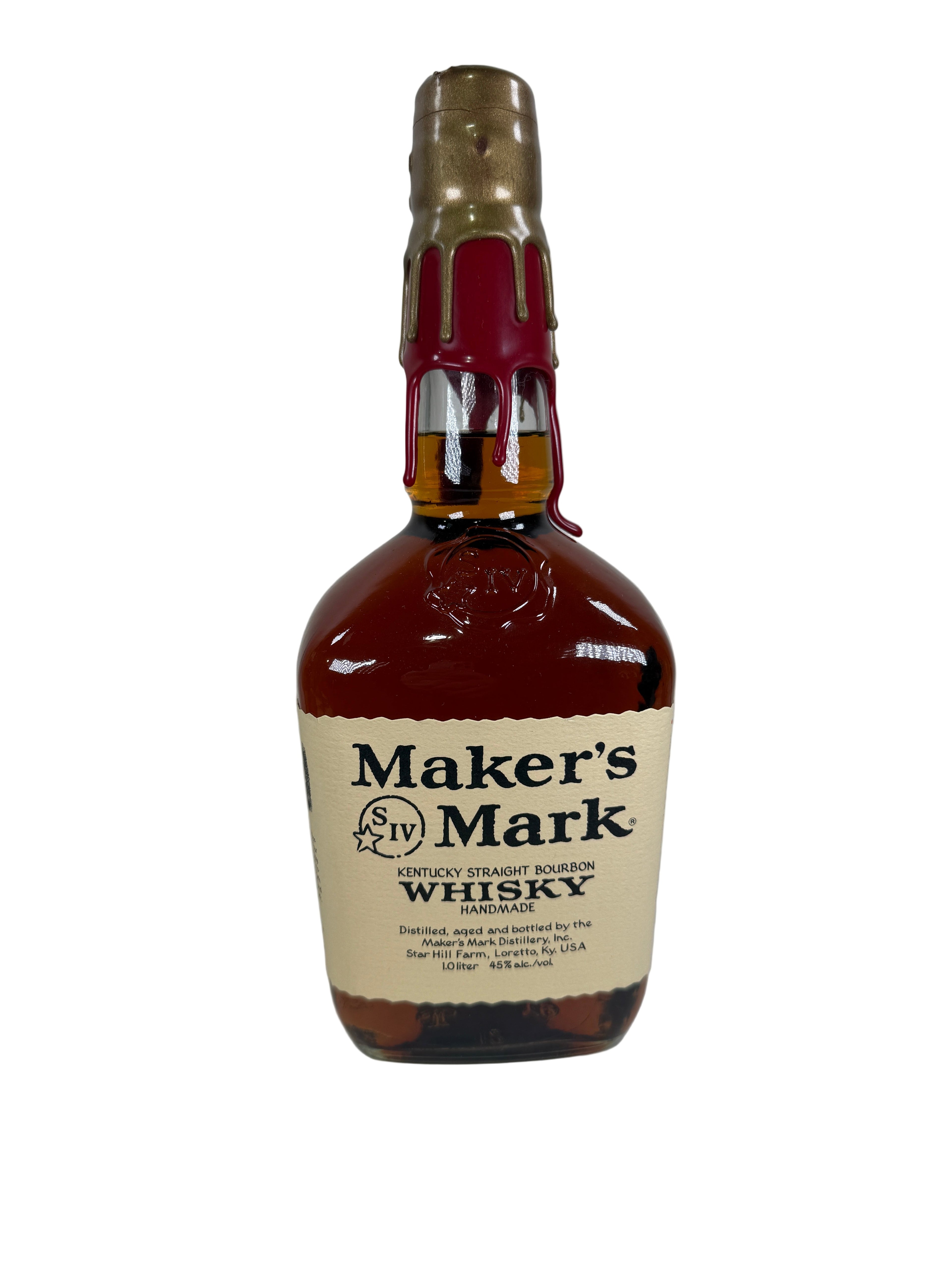 2002 Maker's Mark Gold & Red Kentucky Straight Bourbon Whisky 1Lt - Signed by Bill Samuels Jr