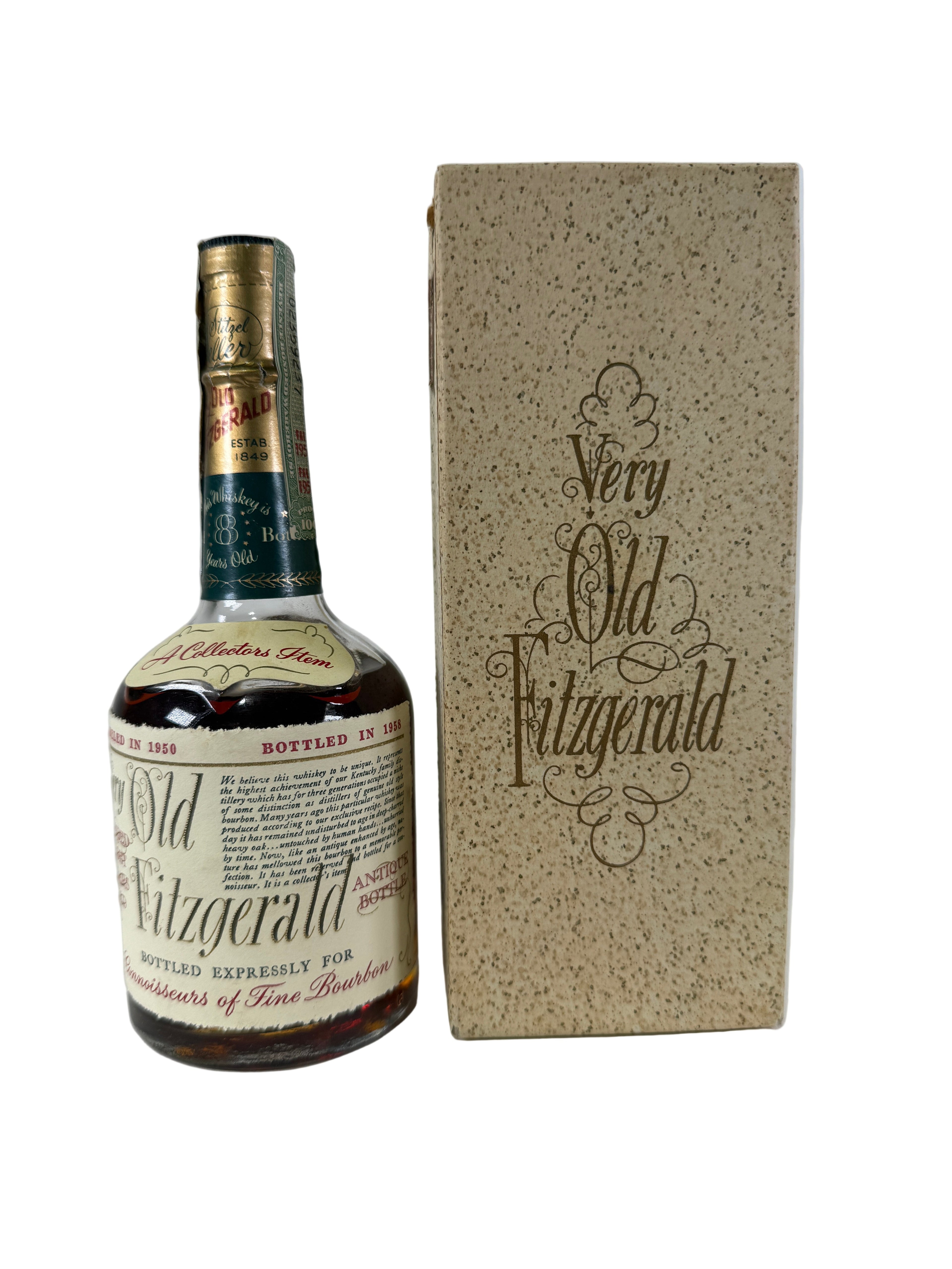 1950 Old Fitzgerald Very Old Stitzel-Weller 8 Year Old Bourbon Whiskey 1/2 Pint