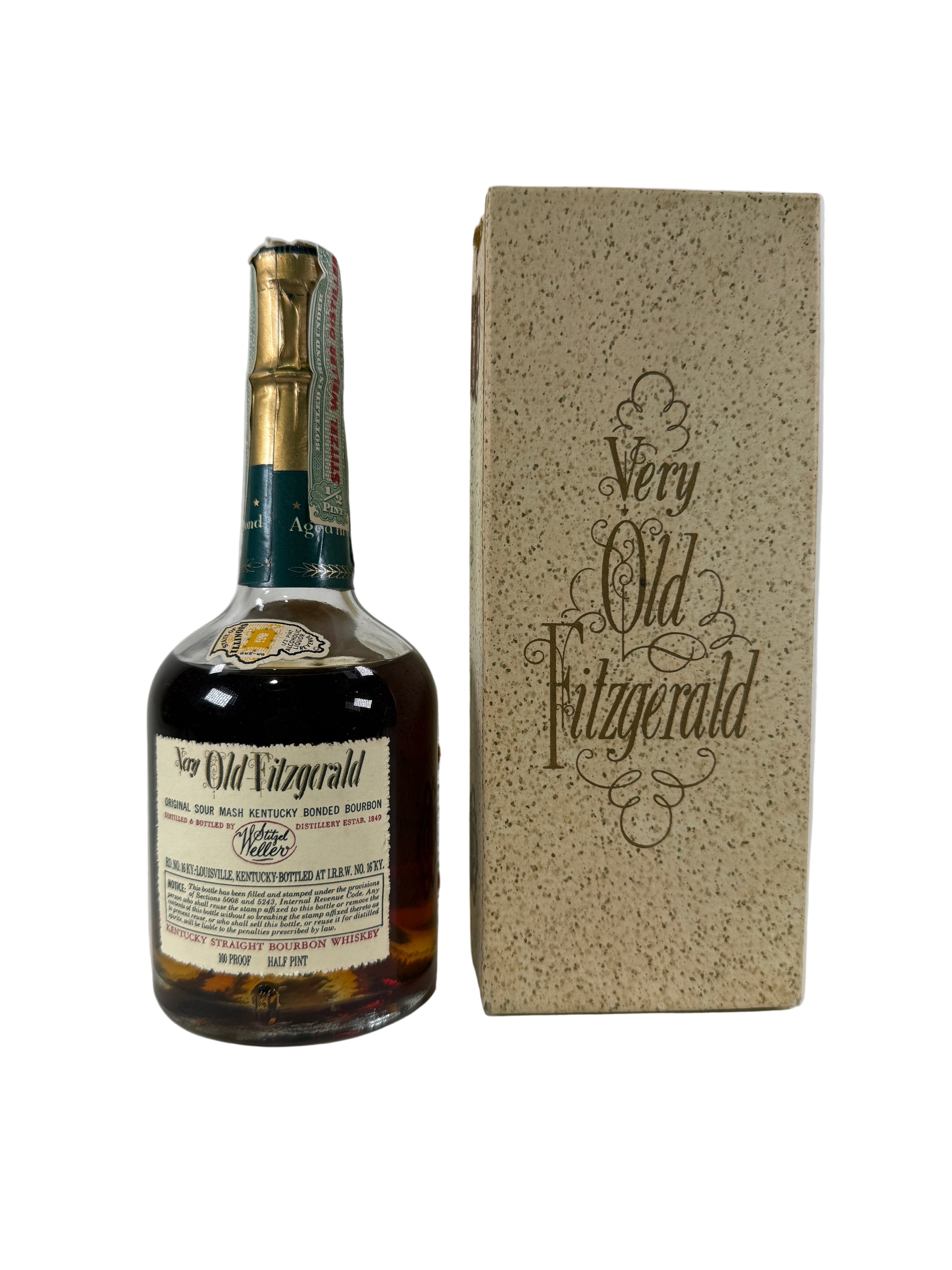 1950 Old Fitzgerald Very Old Stitzel-Weller 8 Year Old Bourbon Whiskey 1/2 Pint