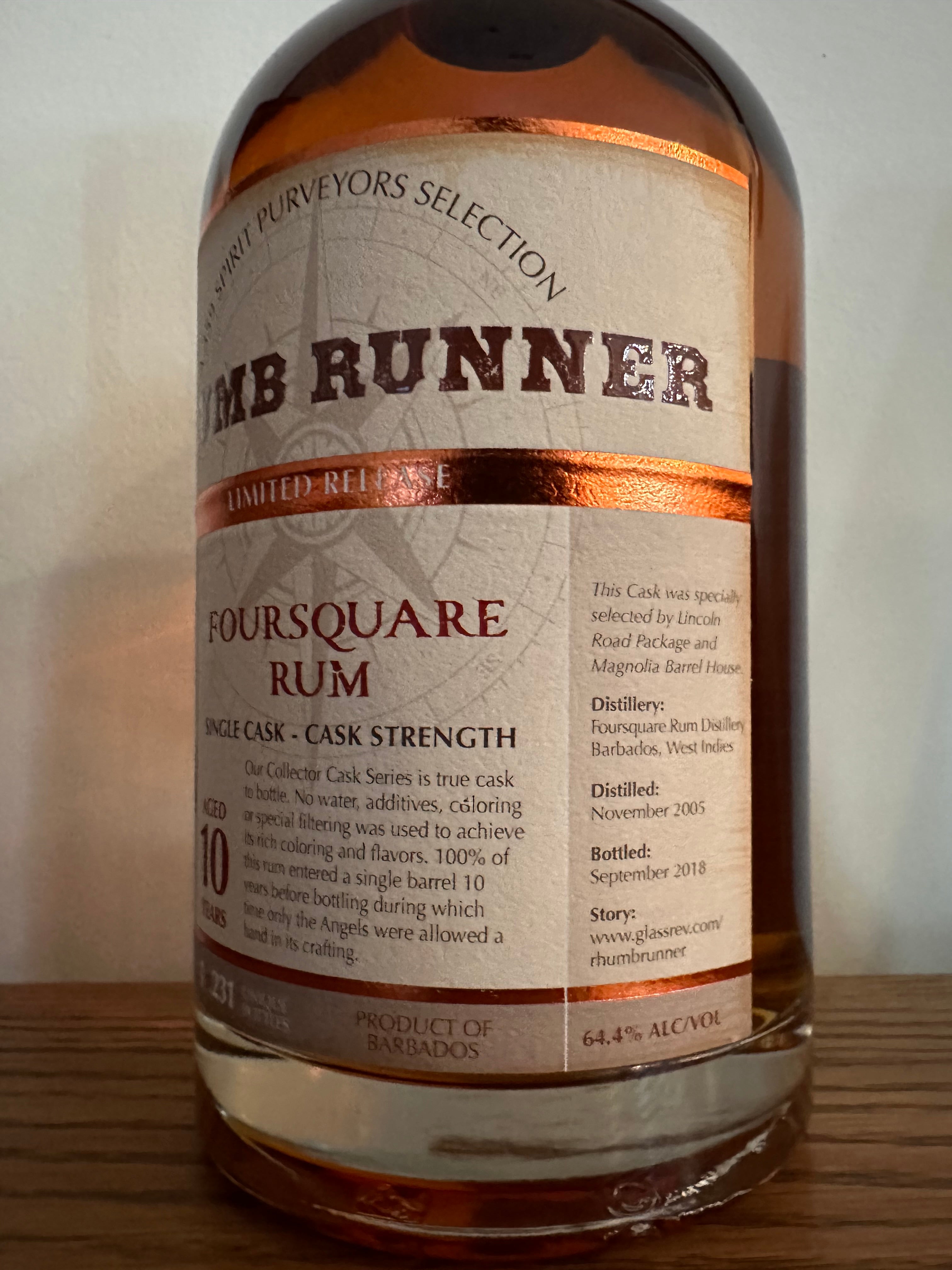 Rhumb Runner Foursquare Rum Single Cask 10 Year 2018