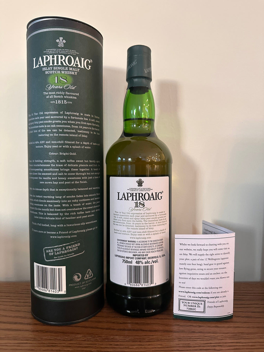 Laphroaig 18 Year Old 2009 - 2013 Green Tube 750ml
