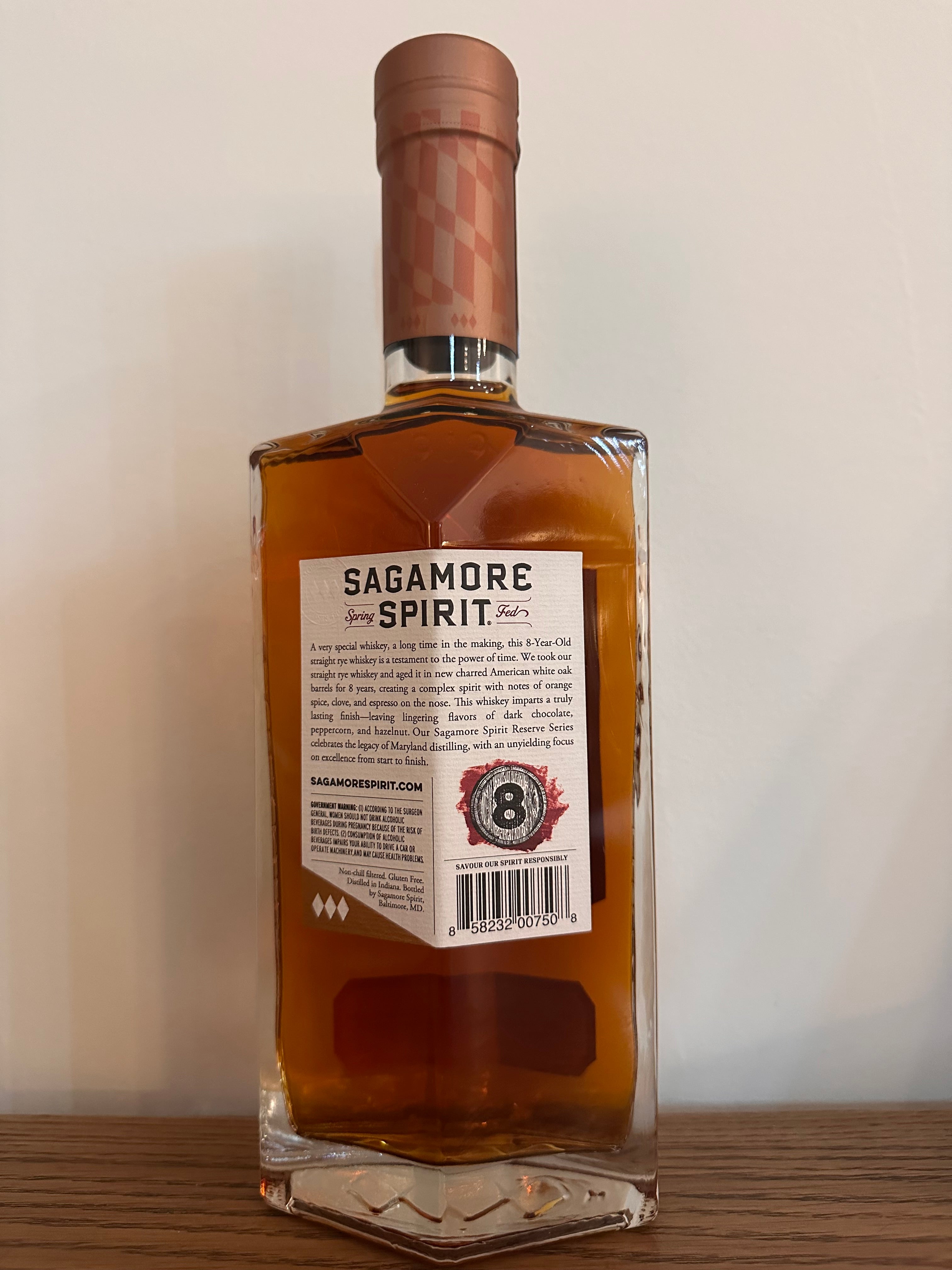 Sagamore Spirit 8 Year Old Rye Whiskey 750ml