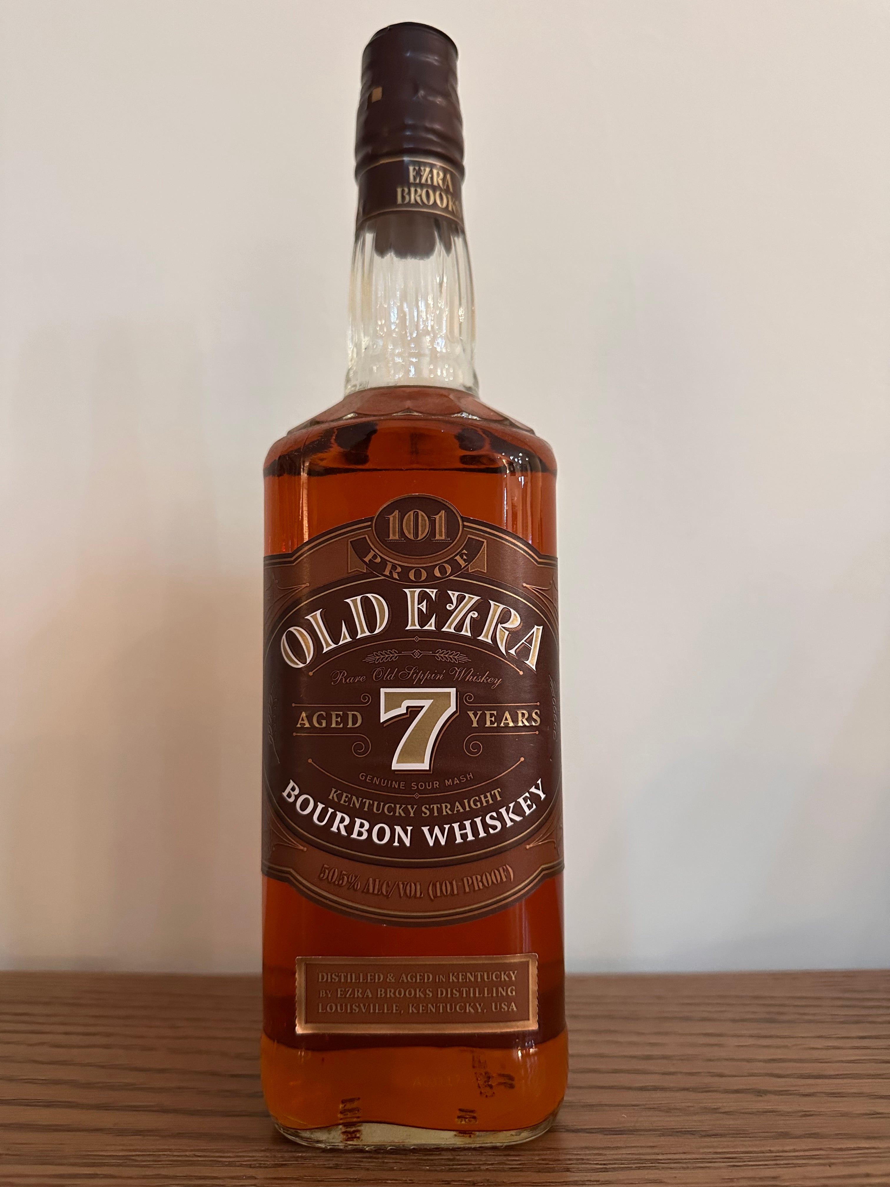 Old Ezra 7 Year Old Straight Bourbon Whiskey (Old Packaging) 750ml