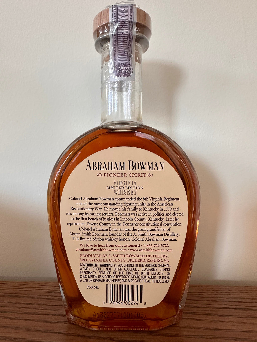 A. Smith Bowman Abraham Bowman Gingerbread Beer Finished Virginia Whiskey 750ml