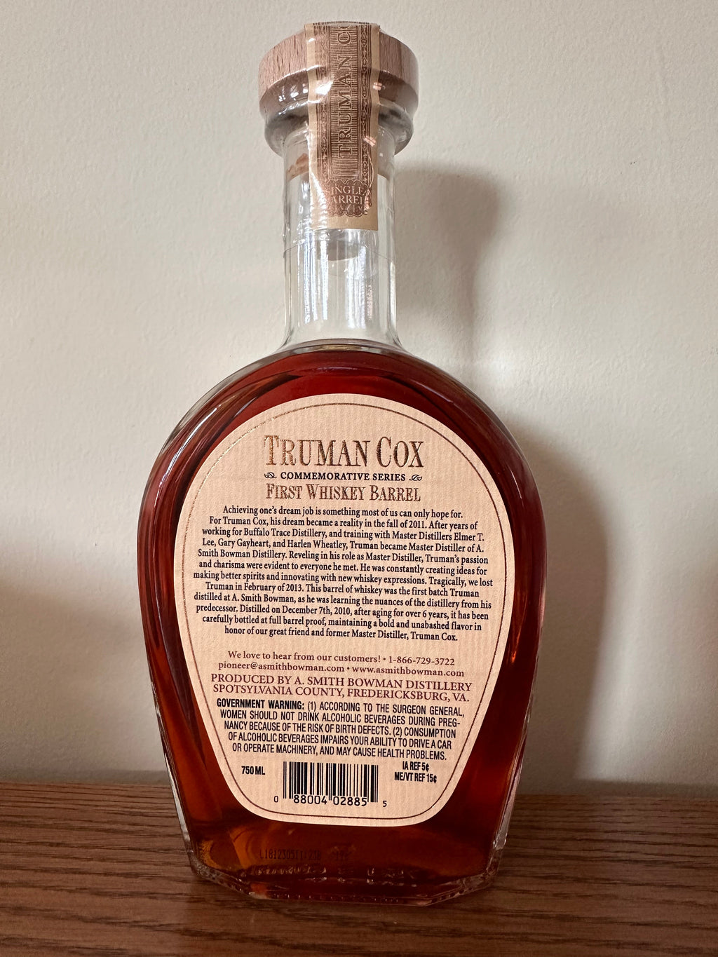 2018 Truman Cox Commemorative Series: First Whiskey Barrel 750ml