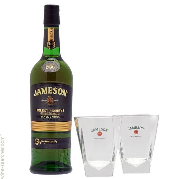 Jameson Select Reserve Black Barrel Small Batch Blended Irish Whiskey with Glasses 750ml