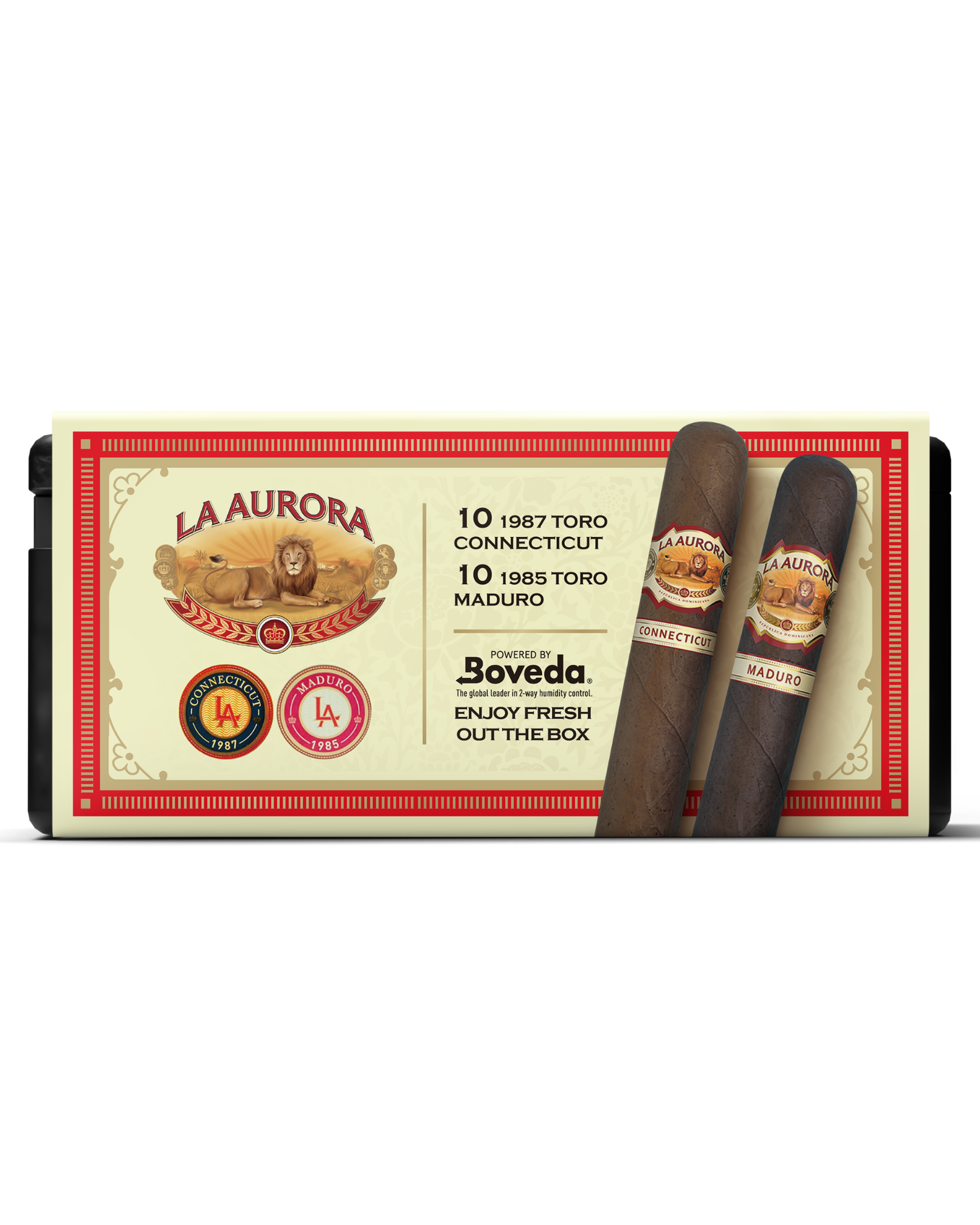 La Aurora 1987 Toro Connecticut & 1985 Toro Maduro Cigars Variety Set With Personal Humidor by CigarBros (Box of 10+10)