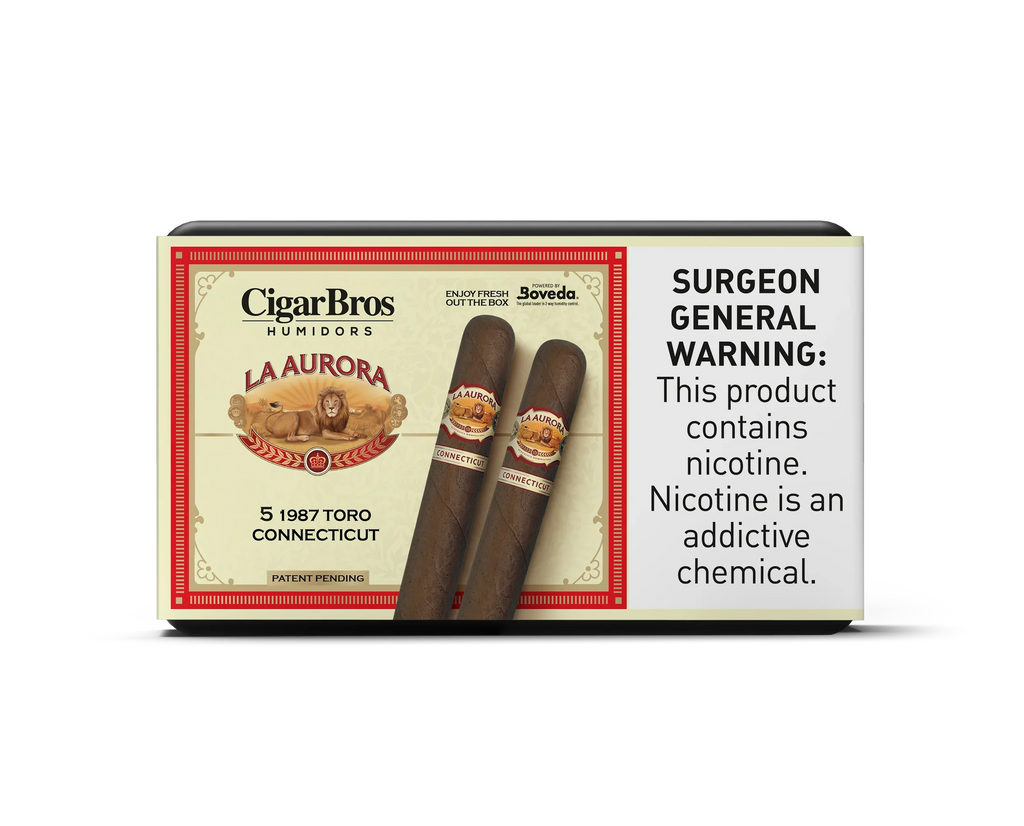 La Aurora 1987 Toro Connecticut Cigar With Personal Humidor by CigarBros (Box of 5)