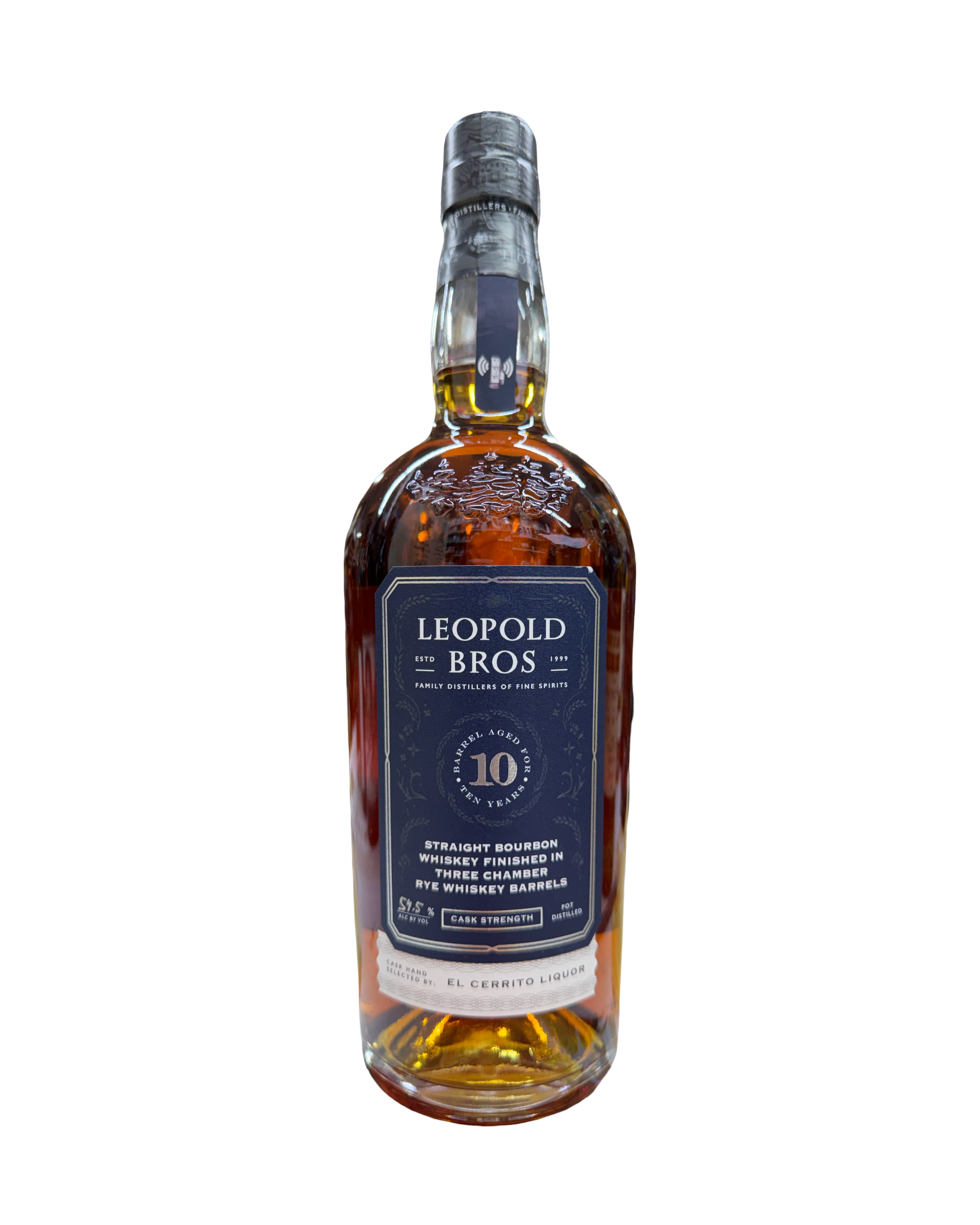 Leopold Bros. Finished in Three Chamber Rye Whiskey Barrels El Cerrito Liquor Store Pick Single Cask Selection 109 Proof 10 Year Old Straight Bourbon Whiskey