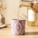 Lilac & White Talavera Design Ceramic Hand Printed Shot Glasses 1.6-Oz