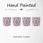 Lilac & White Talavera Design Ceramic Hand Printed Shot Glasses 1.6-Oz