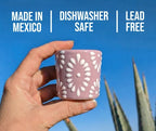 Lilac & White Talavera Design Ceramic Hand Printed Shot Glasses 1.6-Oz