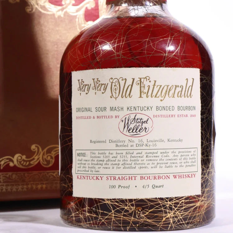 1967 Old Fitzgerald Bonded Very Very Old 12 Year Old Bourbon Whiskey With Box and Glasses 4/5 Quart