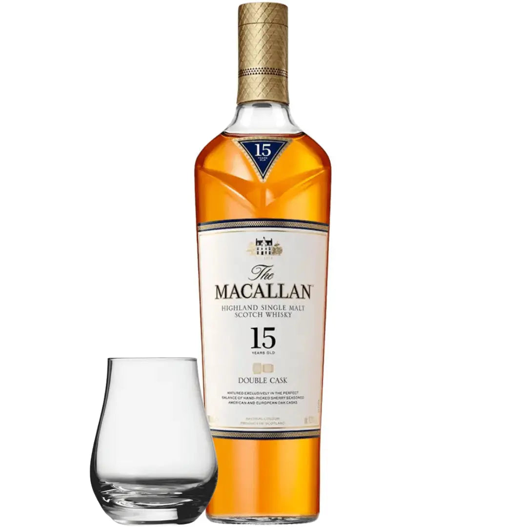 Macallan Double Cask 15 Year Old Single Malt Scotch Whisky with Glass Set 750ml