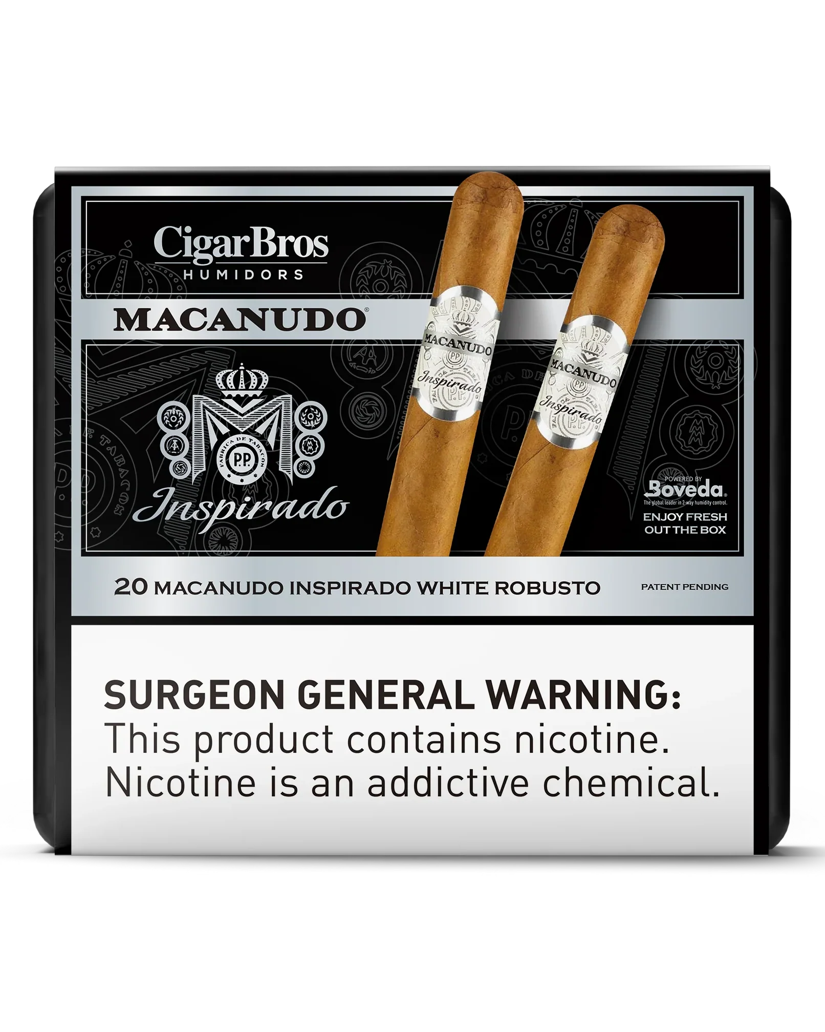 Macanudo Inspirado White Robusto Cigar With Personal Humidor by CigarBros (Box of 20)