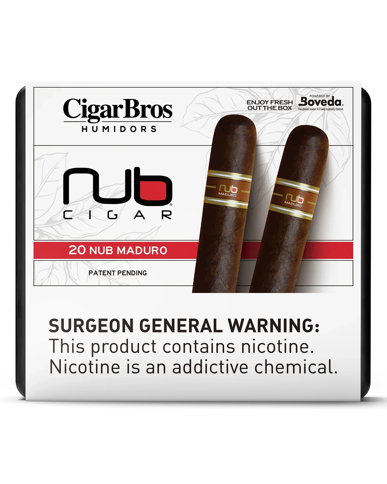 Nub Maduro Cigar With Personal Humidor by CigarBros (Box of 20)
