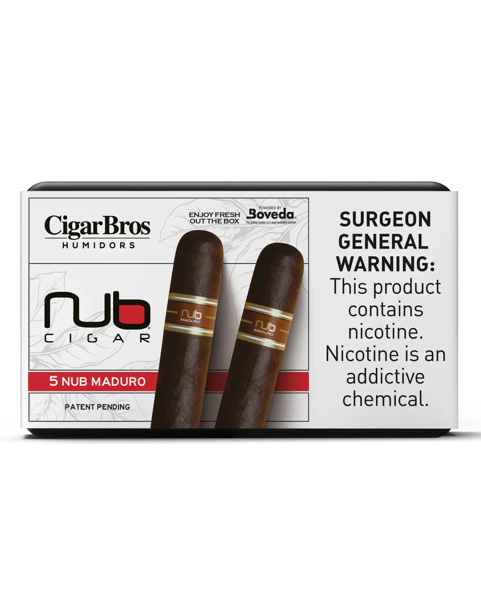 Nub Maduro Cigar With Personal Humidor by CigarBros (Box of 5)