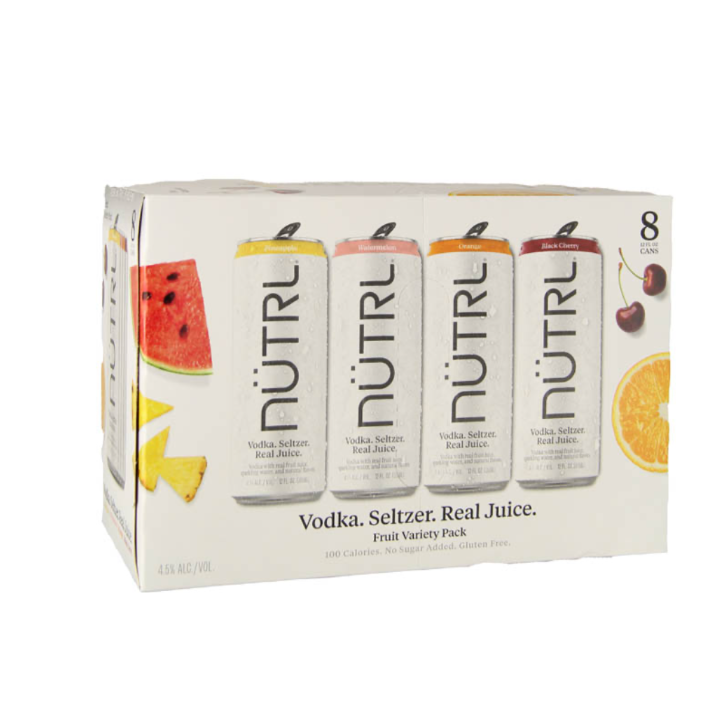 Nutrl Vodka Seltzer Fruit Variety Pack 355ml Can 8-Pack