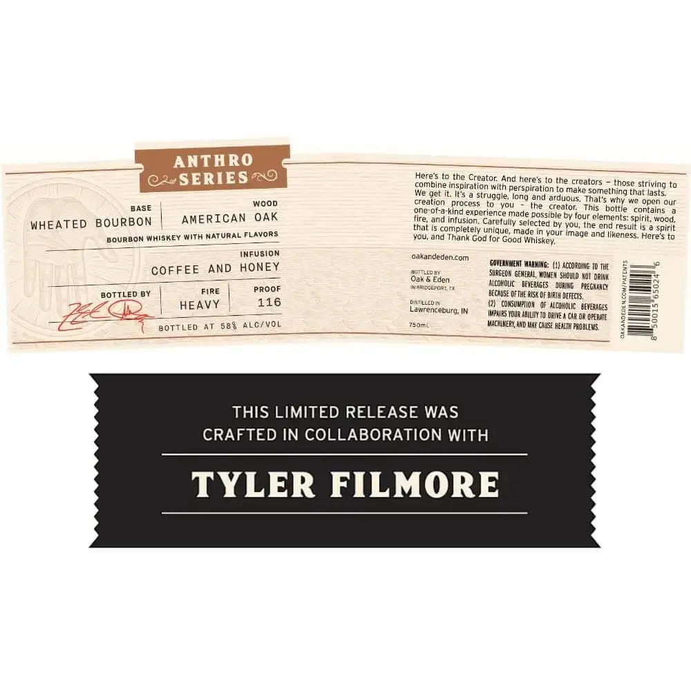 Oak & Eden Anthro Series Tyler Filmore Wheated Bourbon Whiskey 750ml