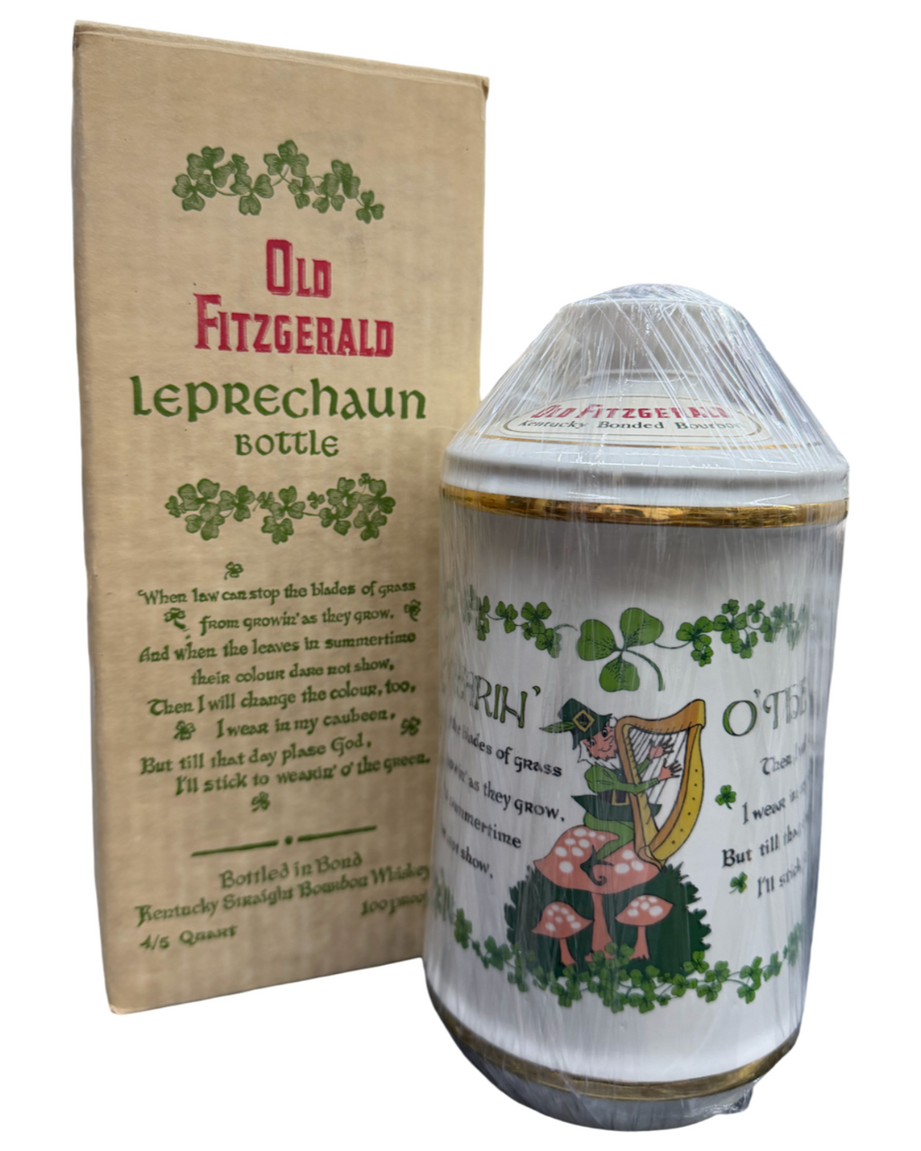 Old Fitzgerald 1962 - 1968 Spring Leprechaun Bottle Kentucky Bonded Bourbon Whiskey 4/5 Quart