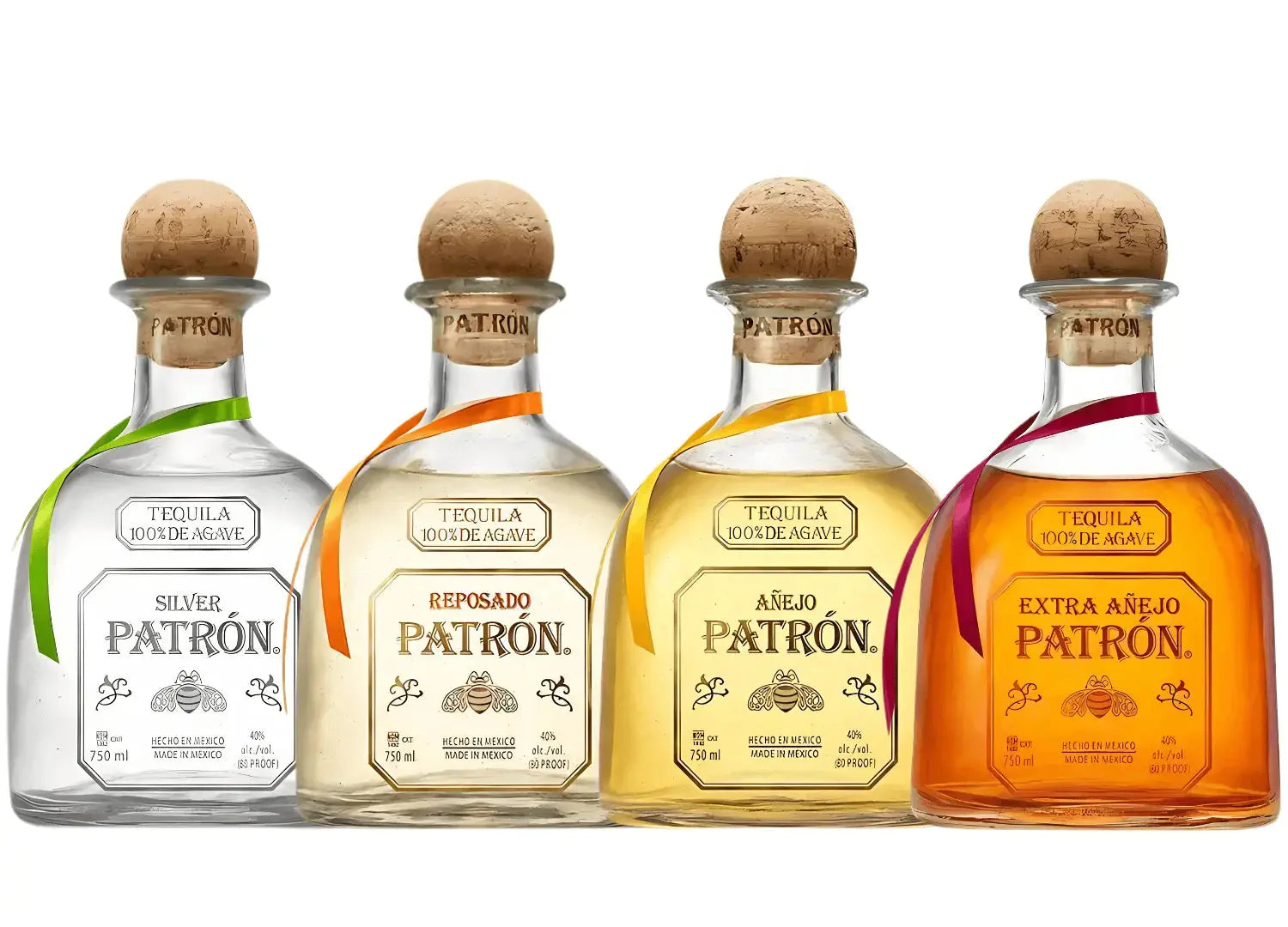 Patron Silver, Reposado, Anejo & Extra Anejo Tequila 750ml Bundle 4-Pack