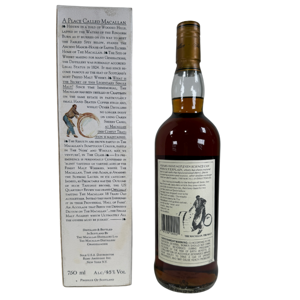 Macallan 12 Year Old Sherry Oak Late 1980's Early 90's Single Malt Scotch Whisky 750ml