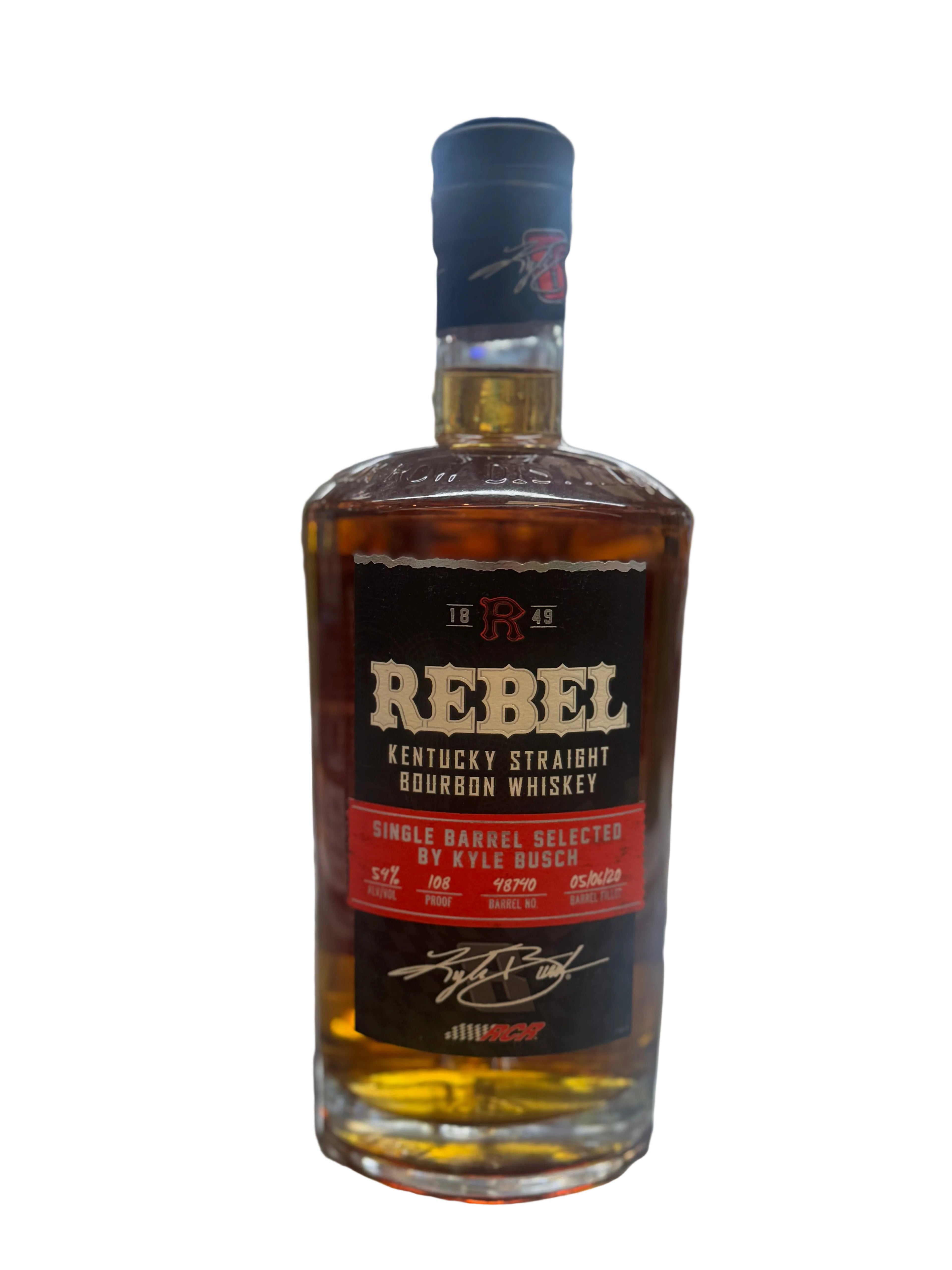Rebel Selected by Kyle Busch Single Barrel 108 Proof Kentucky Straight Bourbon Whiskey 750ml