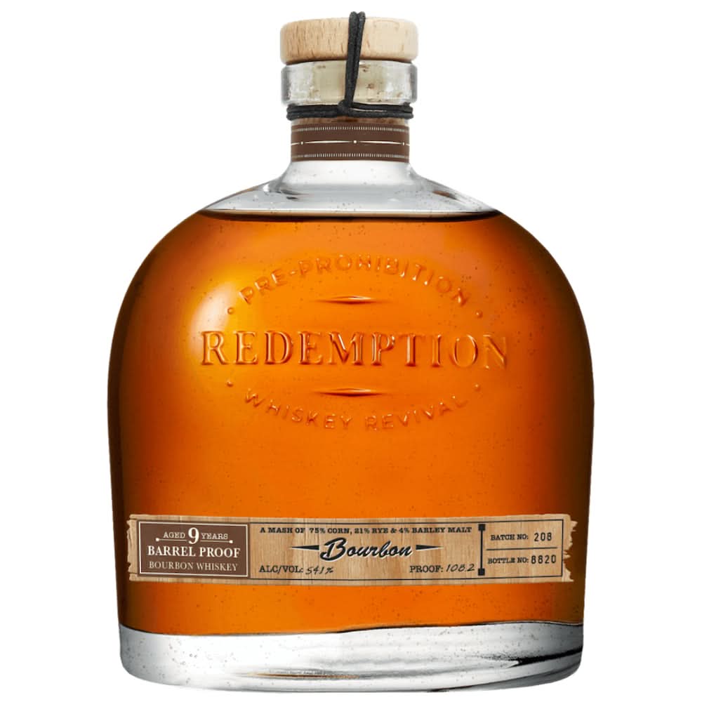 Redemption 9 Year Old Barrel Proof Straight Bourbon Whiskey 750ml