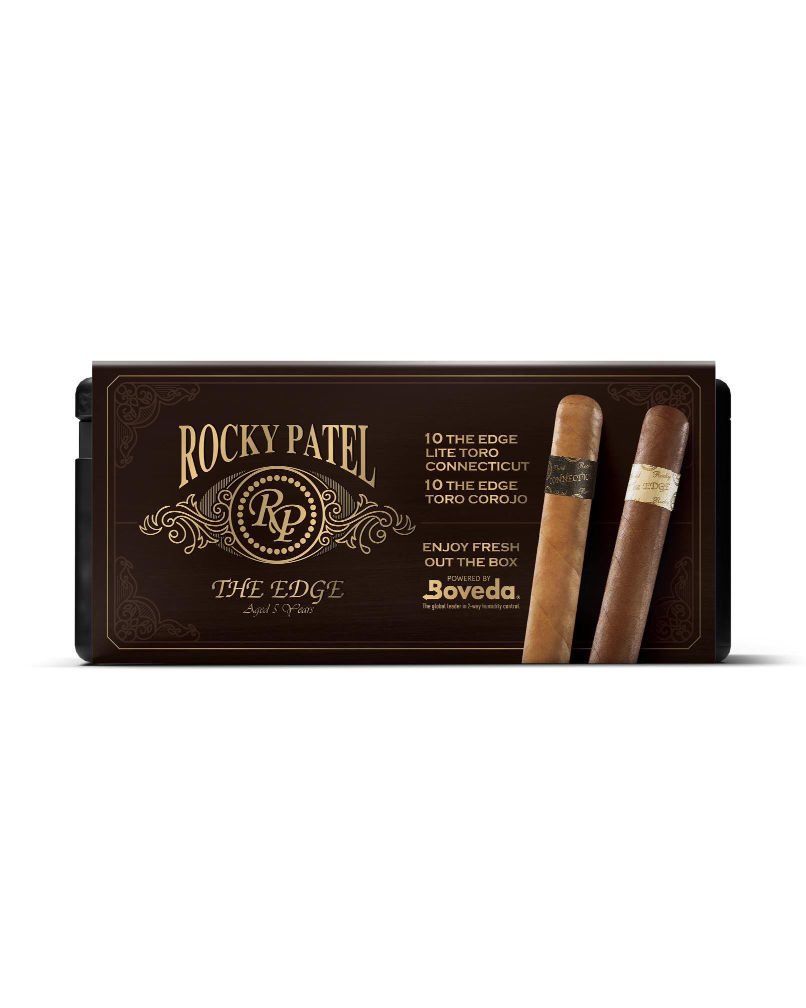 Rocky Patel The Edge Lite Toro Connecticut & Corojo Cigars Variety Set With Personal Humidor by CigarBros (Box of 10+10)