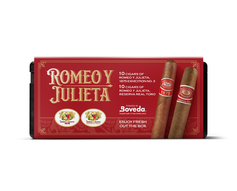 Romeo Y Julieta 1875 Exhibicion No. 3 & Reserva Real Cigars Variety Set With Personal Humidor by CigarBros (Box of 10+10)