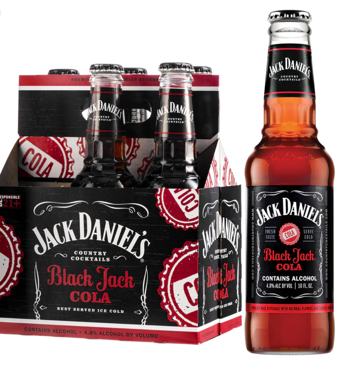 Jack Daniel's Country Cocktails Black Jack Cola Malt Beverage Bottle 6-Pack