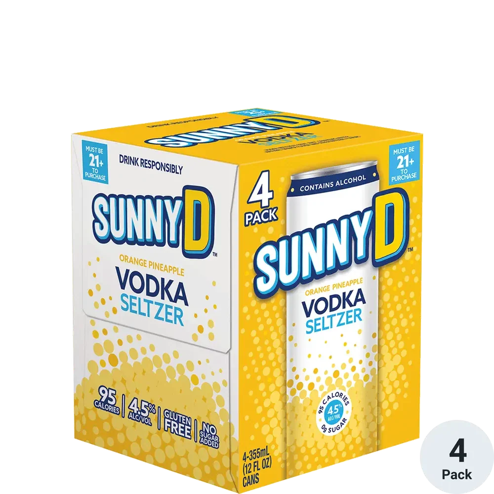 SunnyD Vodka Orange Pineapple Vodka Seltzer 4-Pack 355ml