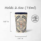 Talavera Design Ceramic Hand Printed Shot Glasses 2.5-Oz
