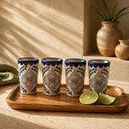 Talavera Design Ceramic Hand Printed Shot Glasses 2.5-Oz