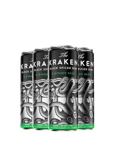 The Kraken Black Spiced Rum and Ginger Beer (4 Pack) 355 ml