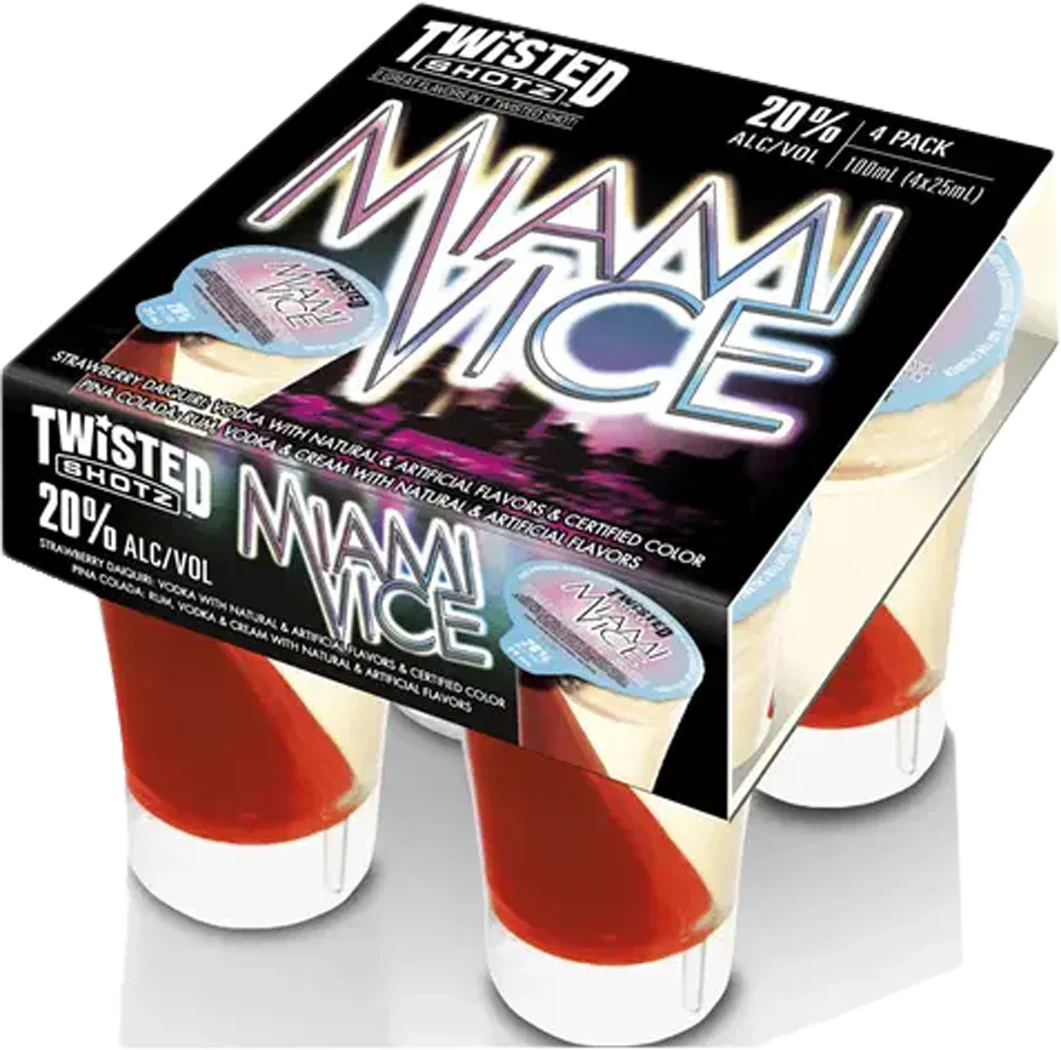 Twisted Shotz Miami Vice Strawberry Daiquri Vodka Liqueur 4-Pack
