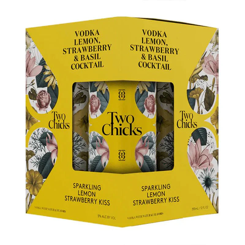 Two Chicks Vodka Lemon Strawberry Canned Cocktail 12-Oz Can 4-Pack
